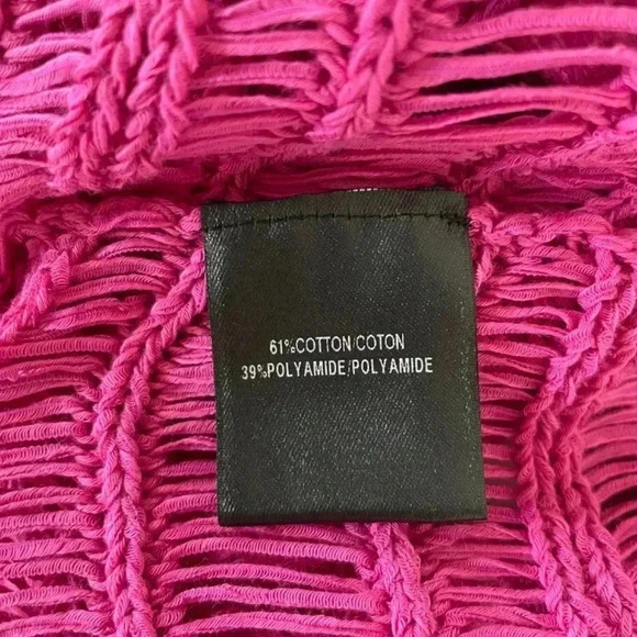 Lafayette 148 Fuschia Pink Open Knit Short Sleeve Sweater Small Colorful Barbie - Picture 7 of 9